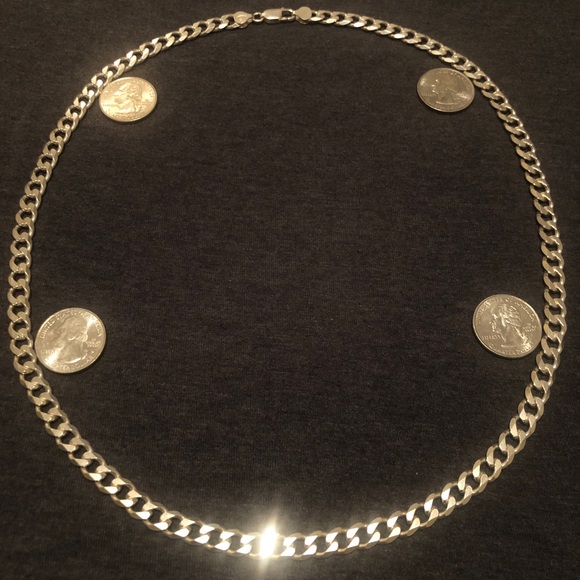 7.5mm Sterling Silver Heavy Cuban Link Chain - Picture 4 of 8